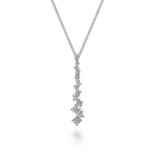 Gabriel & Co. Linear Diamond Cluster Pendant Necklace