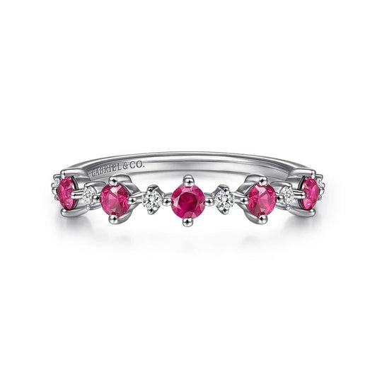 Gabriel & Co. Ruby & Diamond Five Stone Band