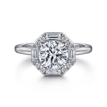 Load image into Gallery viewer, Gabriel &amp; Co. Seina Octagonal Baguette Halo Diamond Engagement Ring
