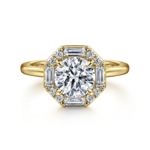 Gabriel & Co. Seina Octagonal Baguette Halo Diamond Engagement Ring