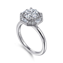 Load image into Gallery viewer, Gabriel &amp; Co. Seina Octagonal Baguette Halo Diamond Engagement Ring
