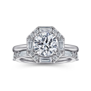 Gabriel & Co. Seina Octagonal Baguette Halo Diamond Engagement Ring