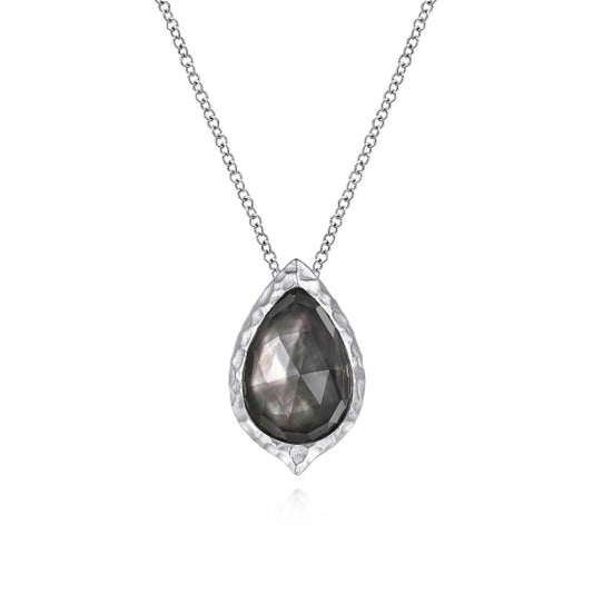 Gabriel & Co. "Souviens" Sterling Silver & Black Pearl Drop Pendant