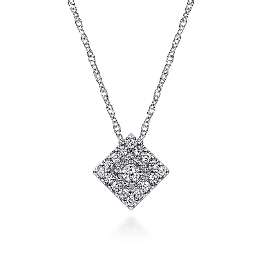 Gabriel & Co. Victorian Style Diamond Square Pendant