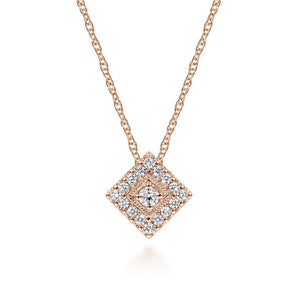 Gabriel & Co. Victorian Style Diamond Square Pendant