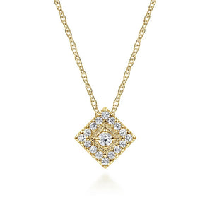 Gabriel & Co. Victorian Style Diamond Square Pendant