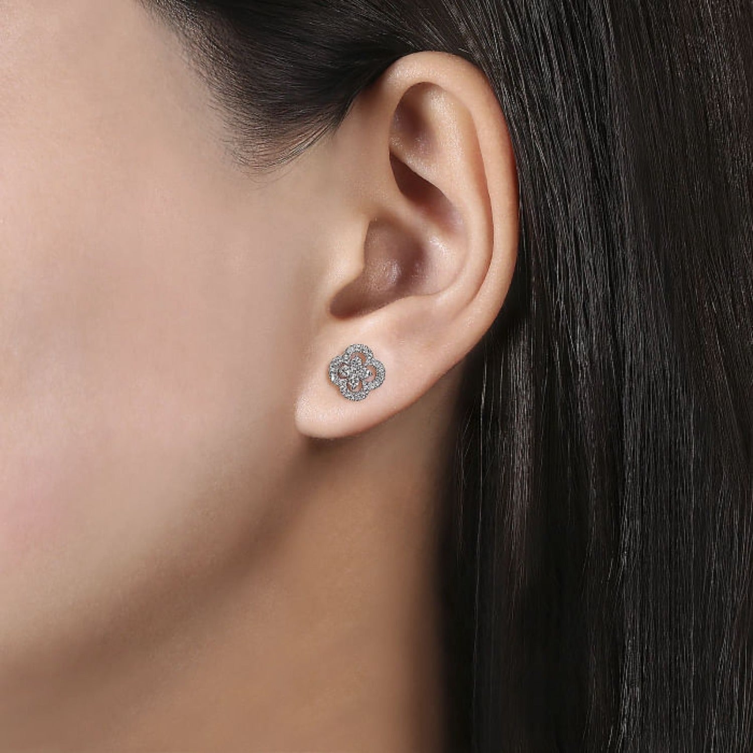Gabriel & Co. Diamond Pave Clover Earrings - EG12221 | Ben