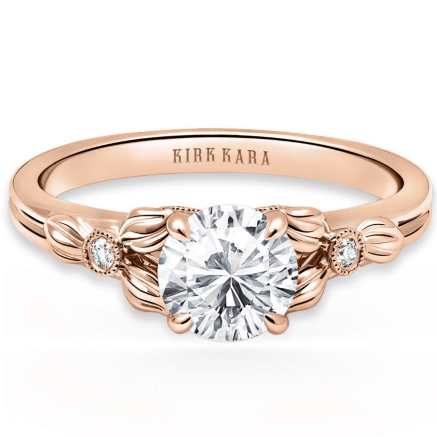 Kirk Kara "Dahlia" Petite Textured Leaf Diamond Engagement Ring