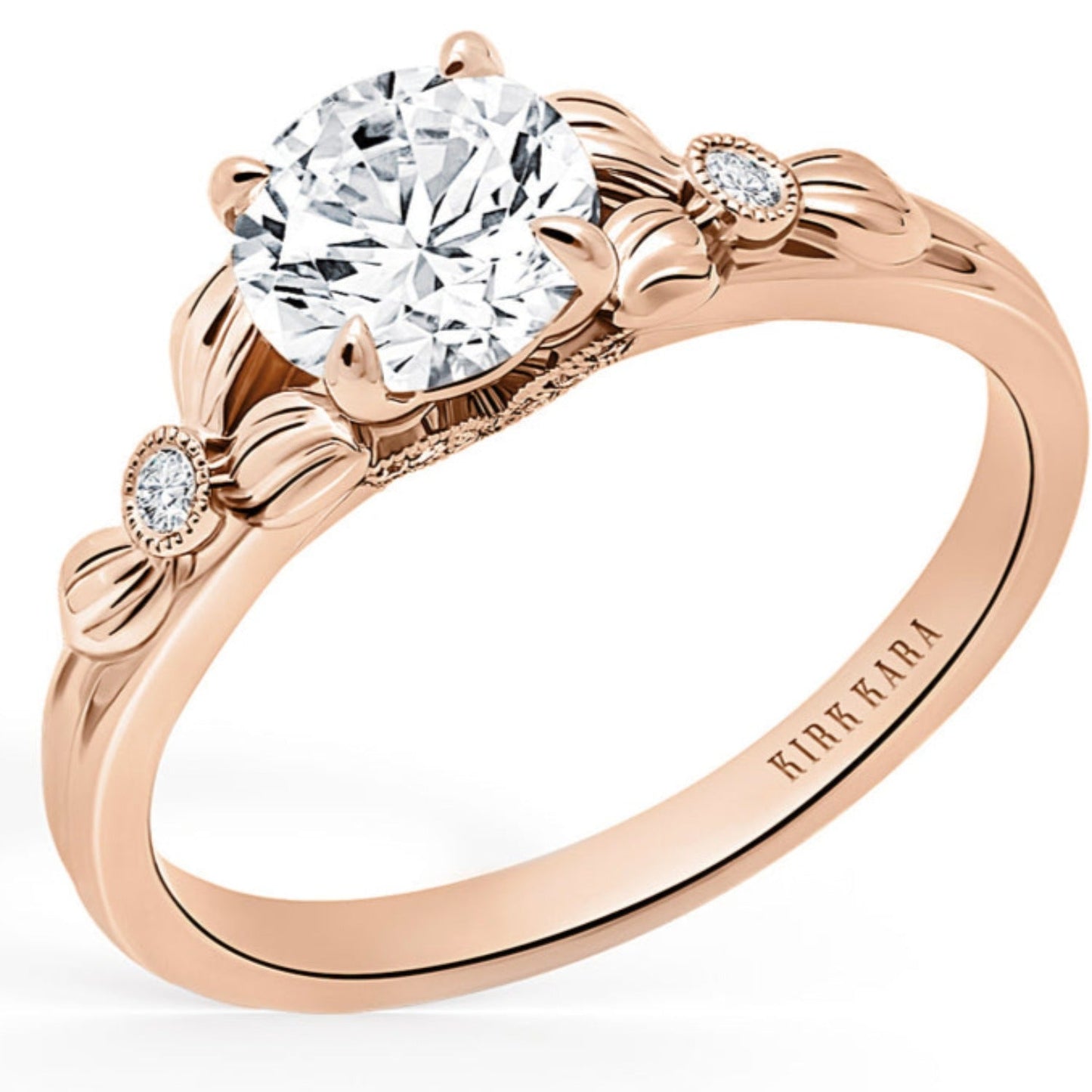 Kirk Kara "Dahlia" Petite Textured Leaf Diamond Engagement Ring