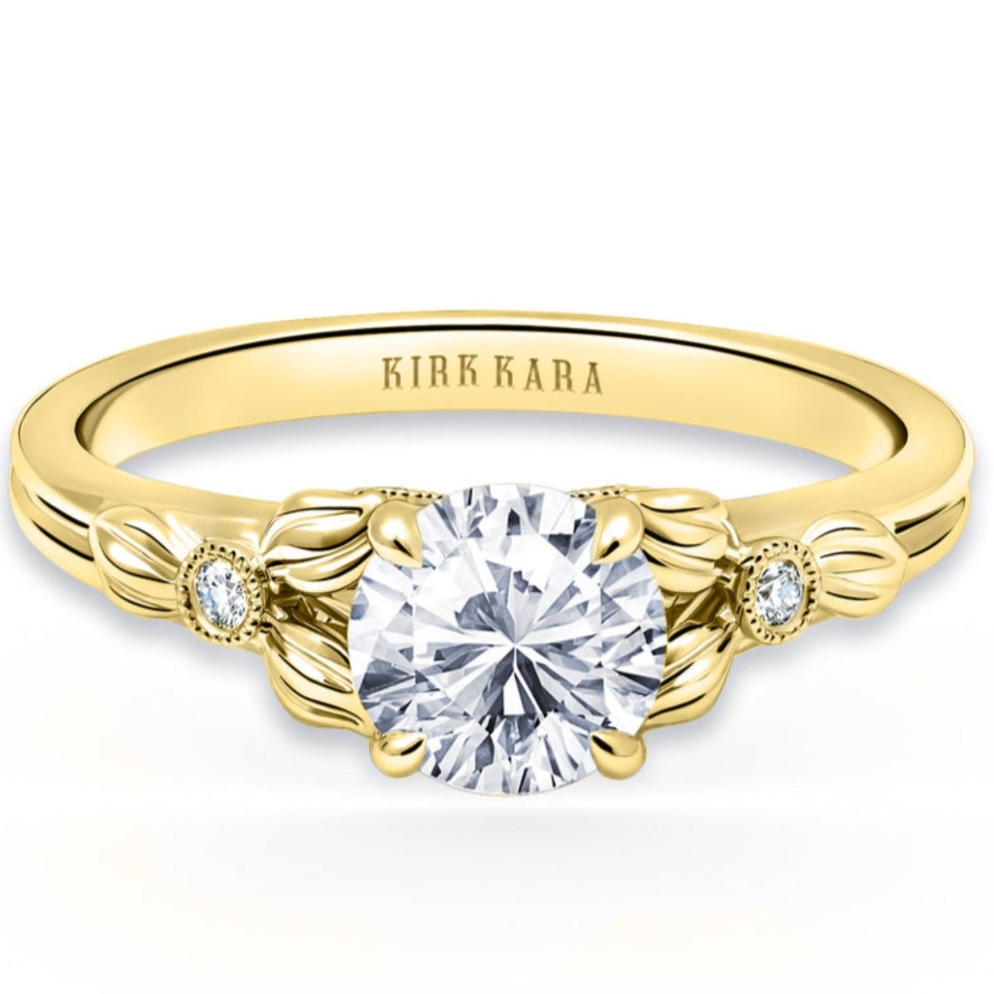 Kirk Kara "Dahlia" Petite Textured Leaf Diamond Engagement Ring