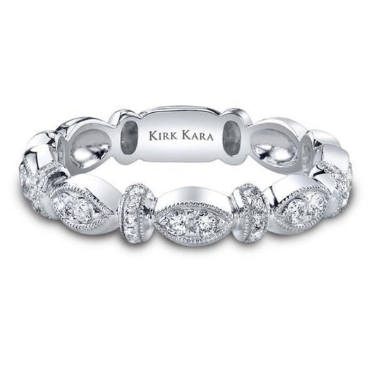 Kirk Kara "Dahlia" Vintage Style Marquise Shaped Wedding Band