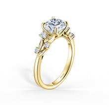 Load image into Gallery viewer, Kirk - Kara Floral Leaf Cathedral Diamond Engagement Ring
