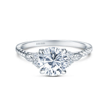 Load image into Gallery viewer, Kirk Kara Floral Leaf Round Cut Rope Cathedral Engagement Ring
