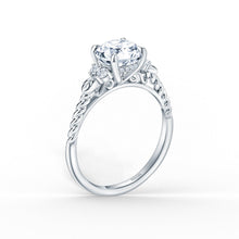 Load image into Gallery viewer, Kirk Kara Floral Leaf Round Cut Rope Cathedral Engagement Ring
