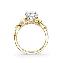 Load image into Gallery viewer, Kirk - Kara &quot;Leaf&quot; Accent Diamond Cathedral Engagement Ring
