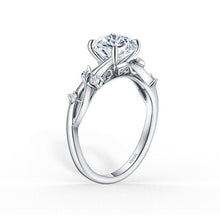 Load image into Gallery viewer, Kirk - Kara &quot;Leaf&quot; Accent Diamond Cathedral Engagement Ring
