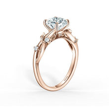 Load image into Gallery viewer, Kirk - Kara &quot;Leaf&quot; Accent Diamond Cathedral Engagement Ring
