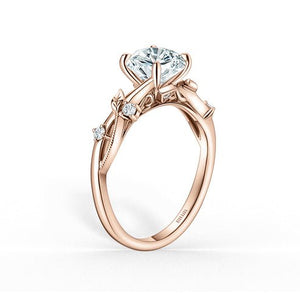 Kirk - Kara "Leaf" Accent Diamond Cathedral Engagement Ring