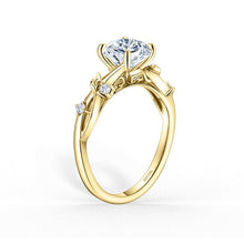 Load image into Gallery viewer, Kirk - Kara &quot;Leaf&quot; Accent Diamond Cathedral Engagement Ring
