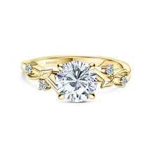 Load image into Gallery viewer, Kirk - Kara &quot;Leaf&quot; Accent Diamond Cathedral Engagement Ring
