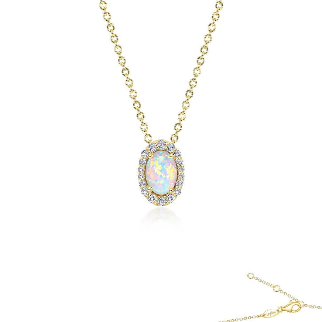 Lafonn Opal Birthstone Halo Vintage Inspired Necklace