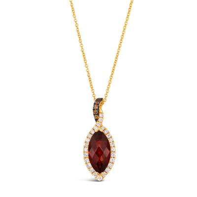 Le Vian Chocolatier Marquise Cut Pomegranate Garnet Halo Chocolate Diamond Pendant