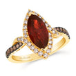 Load image into Gallery viewer, Le Vian Marquise Cut Pomegranate Garnet Chocolate &amp; Nude Diamond Halo Ring
