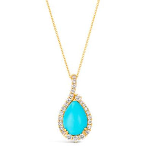 Le Vian Robins Egg Blue Turquoise & Nude Diamond Halo Pendant