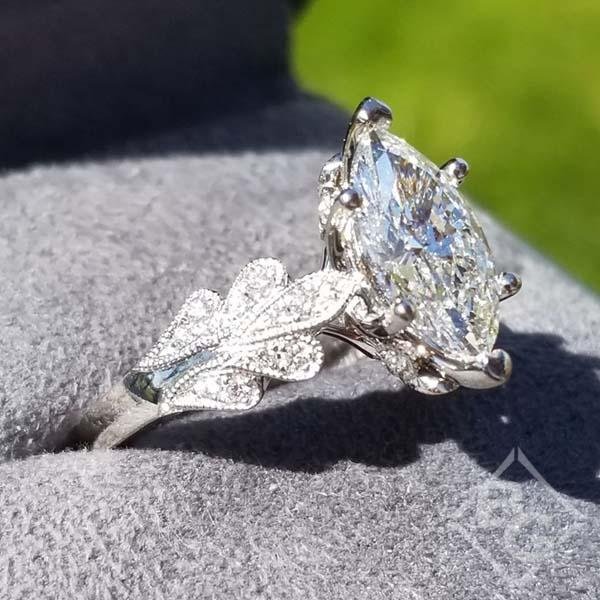 Buy Noam Carver Center Engagement Rings Floral Leaf Vintage