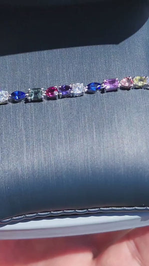 Video of Simon G. Mixed-Cut Rainbow Sapphire & Diamond Bracelet