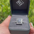 Load and play video in Gallery viewer, Ben Garelick Estella Art Deco Double Square Halo Pave Set Diamond Engagement Ring
