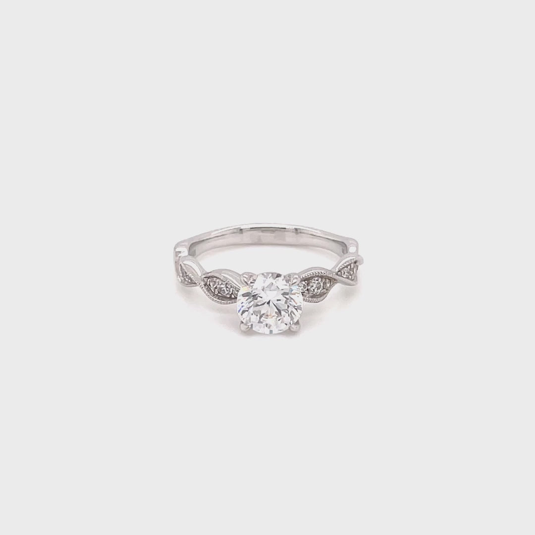 Kirk Kara White Gold "Lori" Split Shank Bezel Set Diamond Engagement Ring Full Shot Video