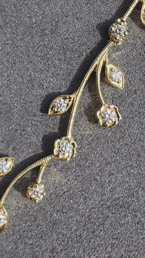 Close up Detail of Simon G. Vintage Style Diamond Vine Necklace