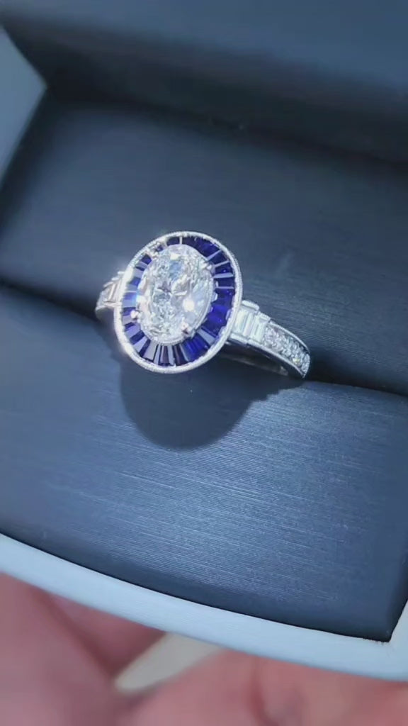 Blue sapphire diamond halo ring online