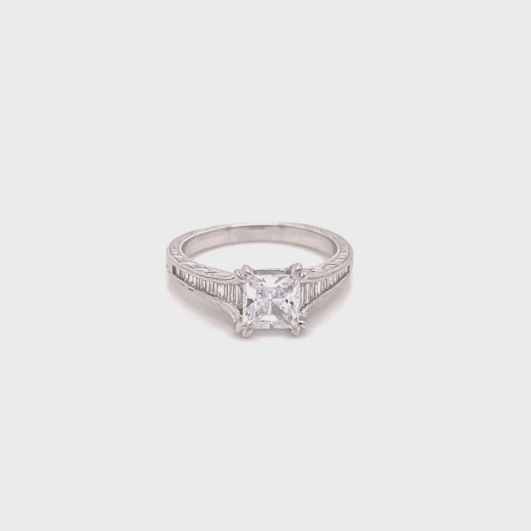 Kirk Kara White Gold "Stella" Tapered Channel Set Diamond Engagement Ring Full Shot Video