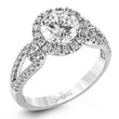 Load image into Gallery viewer, Simon G. 18Kt White Gold Split Shank Diamond Halo Engagement Ring
