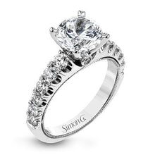 Load image into Gallery viewer, Simon G. Classic Graduating Diamond Shared Prong Cathedral Engagement Ring
