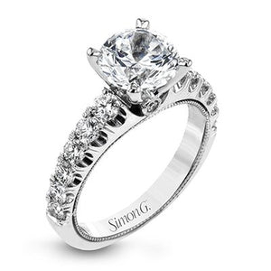 Simon G. Classic Graduating Diamond Shared Prong Cathedral Engagement Ring