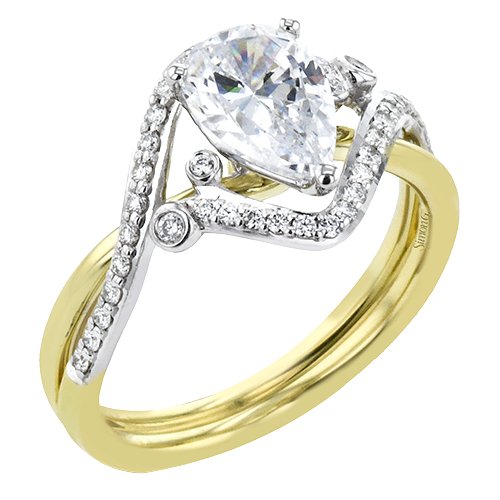 Simon G. Contemporary Freeform Pear Cut Diamond Engagement Ring