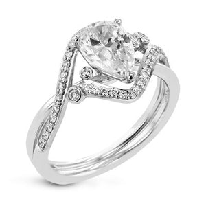 Simon G. Contemporary Freeform Pear Cut Diamond Engagement Ring