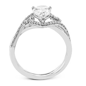 Simon G. Contemporary Freeform Pear Cut Diamond Engagement Ring