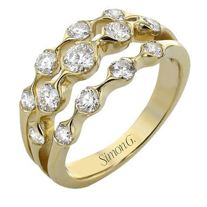 Simon G. Contemporary Three Row Bezel Set Diamond Ring