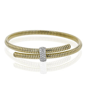 Simon G. Flexible Double Row Diamond Pave Flexible Bangle Bracelet