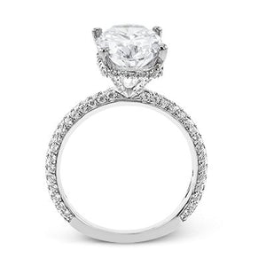 Simon G. Hidden Halo Diamond Engagement Ring Featuring Round Cut Pave Set Diamonds