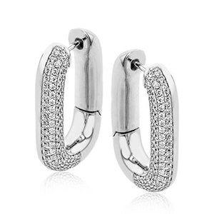 Simon G. High Polished Diamond Pave Two - Tone Hoop Earrings