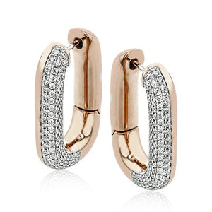 Simon G. High Polished Diamond Pave Two - Tone Hoop Earrings