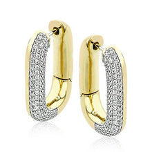 Load image into Gallery viewer, Simon G. High Polished Diamond Pave Two - Tone Hoop Earrings
