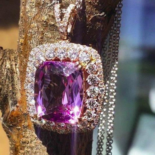 Simon G. Kunzite Pendant Featuring a 6.68 Carat Cushion Cut Kunzite