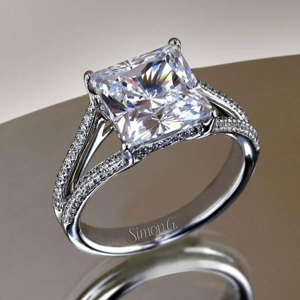 Simon G. Large Center Princess Cut Engagement Ring MR2257 Ben Garelick