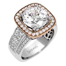 Load image into Gallery viewer, Simon G. Large Diamond Center Halo Prong Set Engagement Ring
